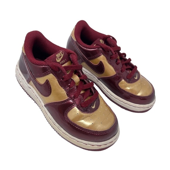 Y2K Nike Air Force 1 Low GS Iron Man Red Metallic Gold Sneakers Child Sz 9 Team - Picture 1 of 15